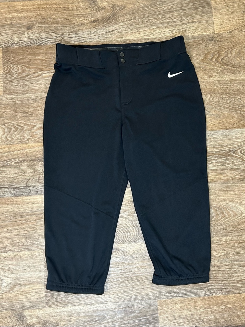Nike Womens Black Softball Pants with White Swoosh - Size Large